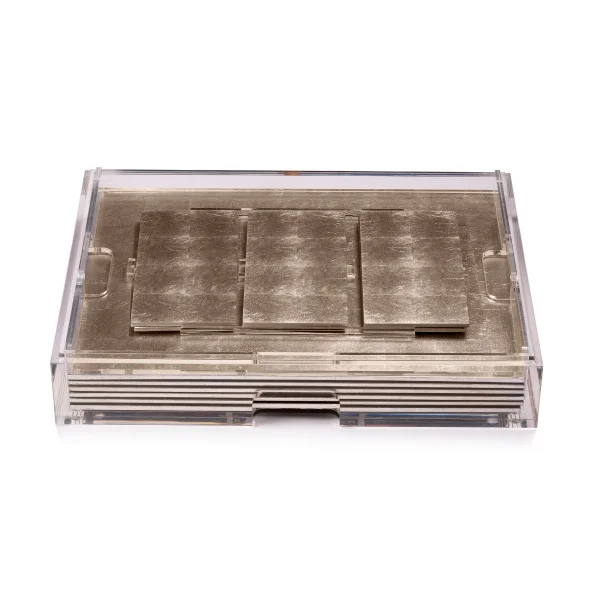 Posh Trading I Grand Matbox Clear with Silver Leaf Mats I Matte Champagne