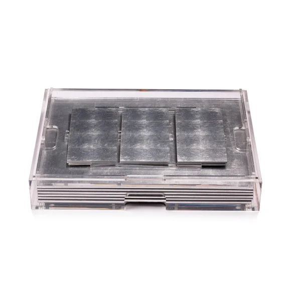 Posh Trading I Grand Matbox Clear with Silver Leaf Mats I Matte Silver