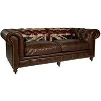 Rebel Sofa Union Jack, Sofa, Blue/Brown/Red - Andrew Martin Leather