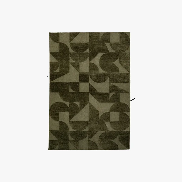 Retro Block Rug in Olive, Large