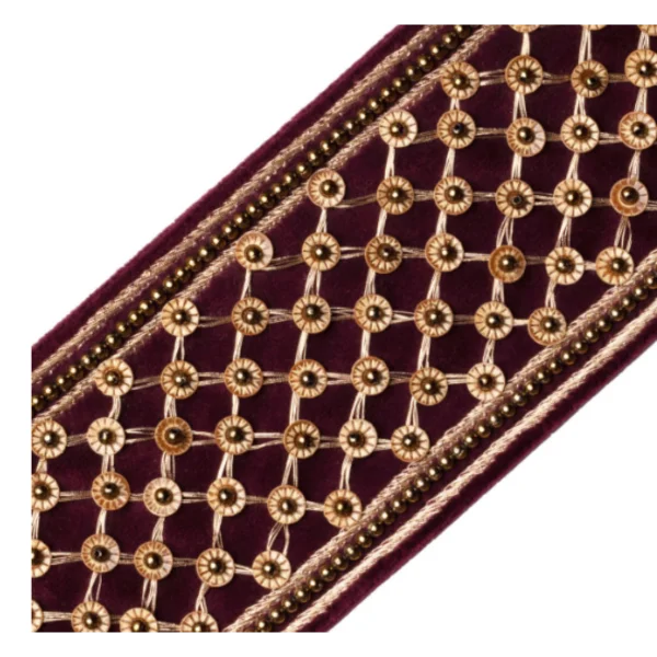 Samuel and Sons | Trellis Beaded Border | Merlot