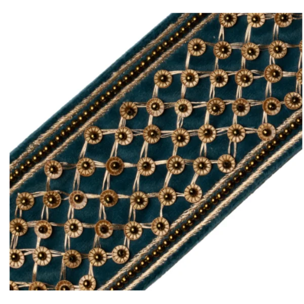 Samuel and Sons | Trellis Beaded Border | Sapphire