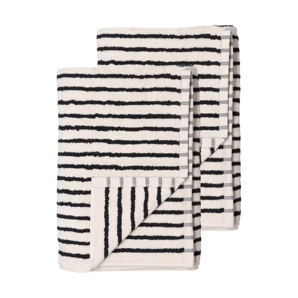 Scandi Living Drift bath towels 100x150 cm 2-pack - White-black
