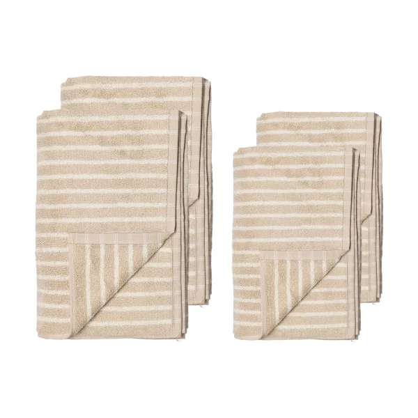 Scandi Living Drift towel set 4 pieces - Beige-white