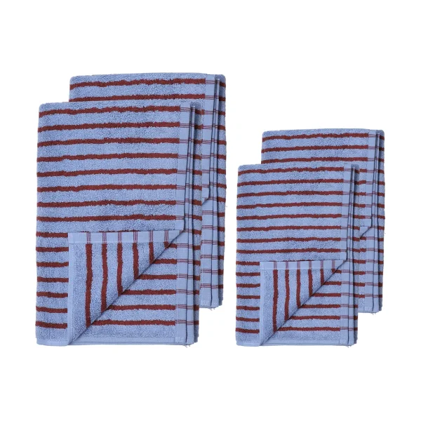 Scandi Living Drift towel set 4 pieces - Blue-red