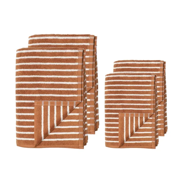 Scandi Living Drift towel set 4 pieces - Brown-white