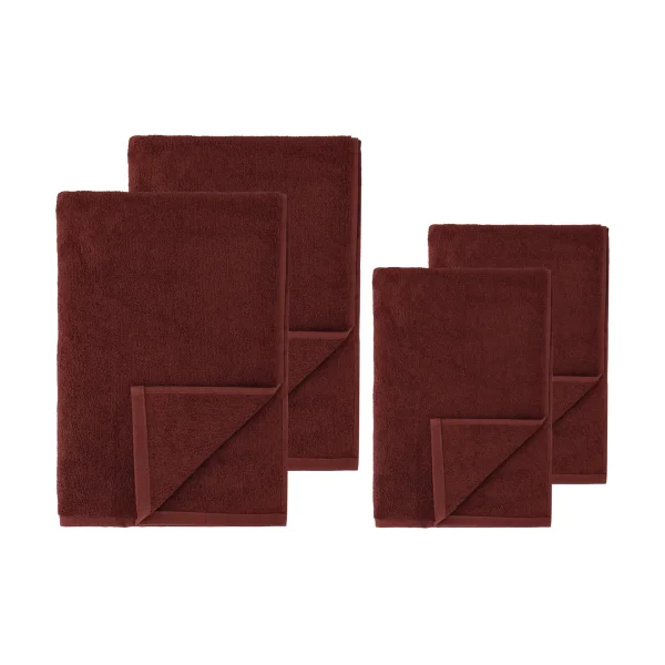 Scandi Living Drift towel set 4 pieces - Red