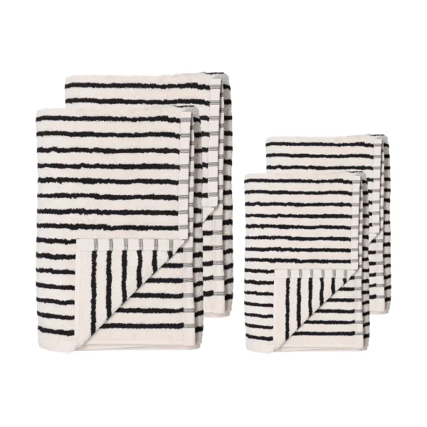 Scandi Living Drift towel set 4 pieces - White-black