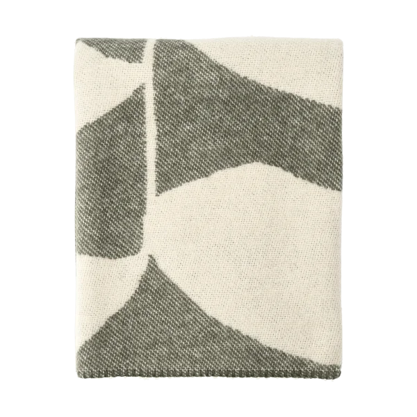 Scandi Living Leaf wool throw 130x180 cm Khaki green