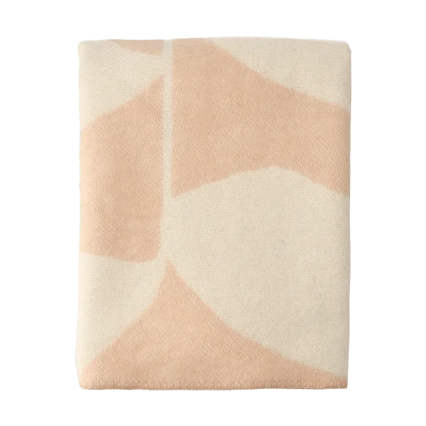 Scandi Living Leaf wool throw 130x180 cm Peach