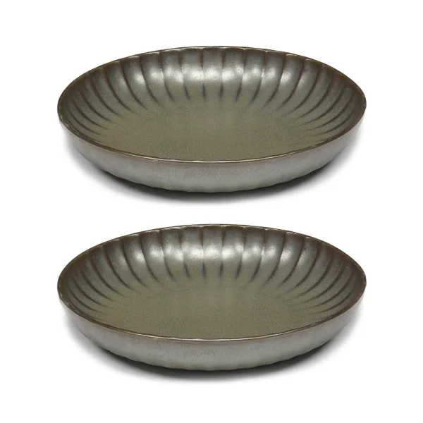 Serax Inku high plate M Ø21 cm 2-pack Green