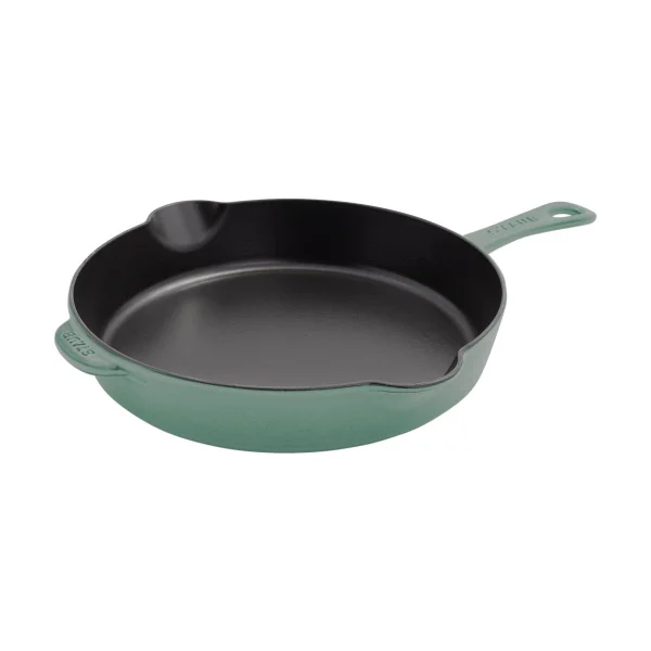 STAUB Staub frying pan cast iron with pouring lip Ø28 cm Eucalyptus wood