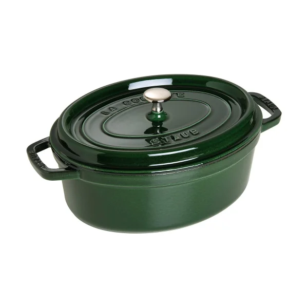 STAUB Staub La Cocotte oval cast iron pot 4.2 L Basil green