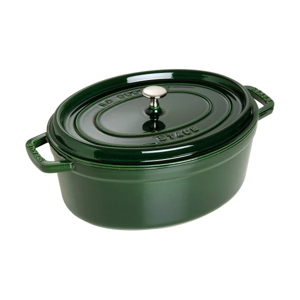 STAUB Staub La Cocotte oval cast iron pot 6.7 L Basil green