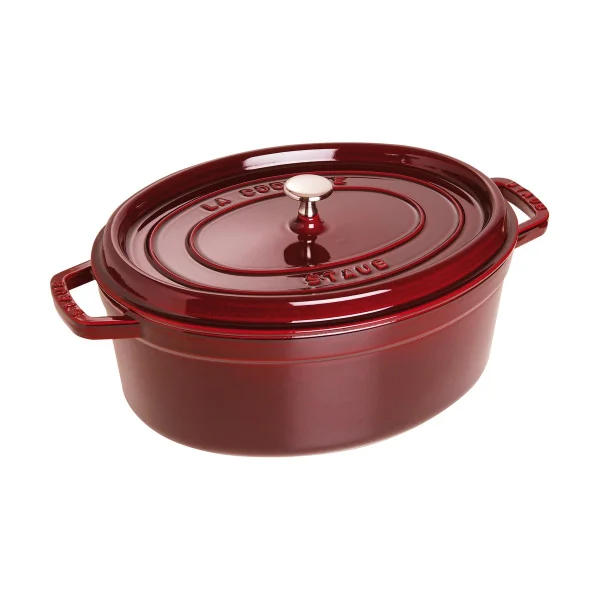 STAUB Staub La Cocotte oval cast iron pot 6.7 L Grenadine red