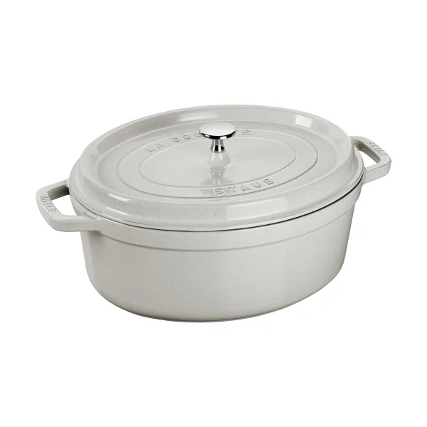STAUB Staub La Cocotte oval cast iron pot 6.7 L White truffle