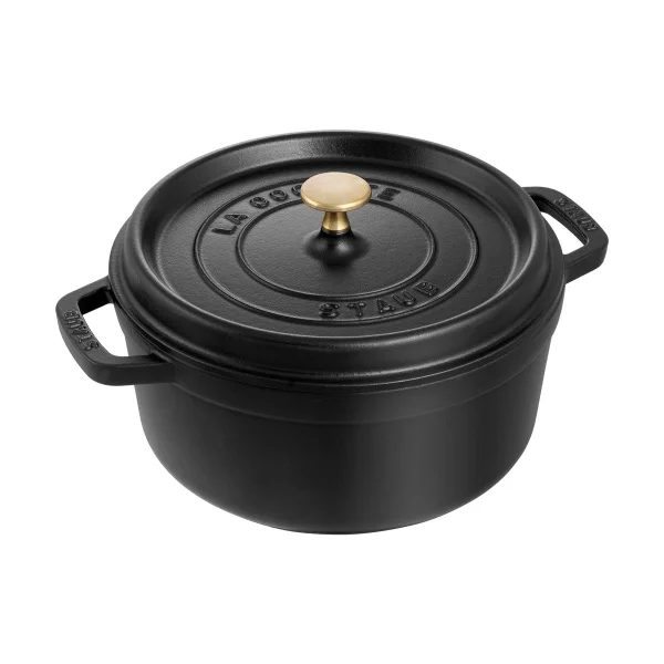 STAUB Staub La Cocotte round casserole cast iron 2.6 L Black