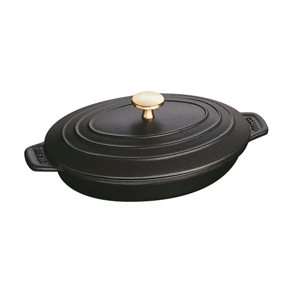 STAUB Staub oval cast iron baking dish with lid 23 cm Black