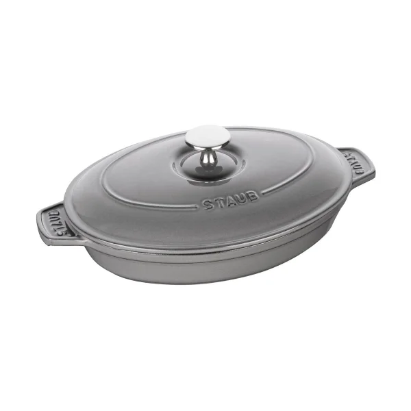 STAUB Staub oval cast iron baking dish with lid 23 cm Graphite gray
