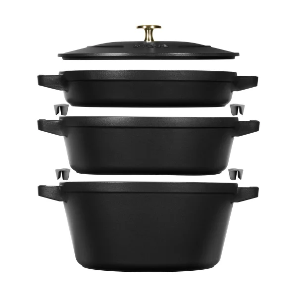 STAUB Staub Pot & saucepan set stackable 5 pieces Black