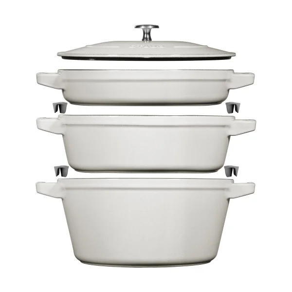 STAUB Staub Pot & saucepan set stackable 5 pieces White truffle