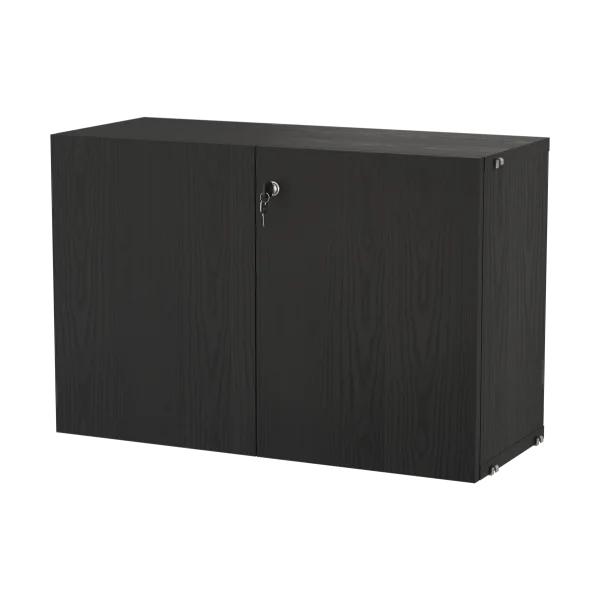 String String cabinet with lock Black stained ash