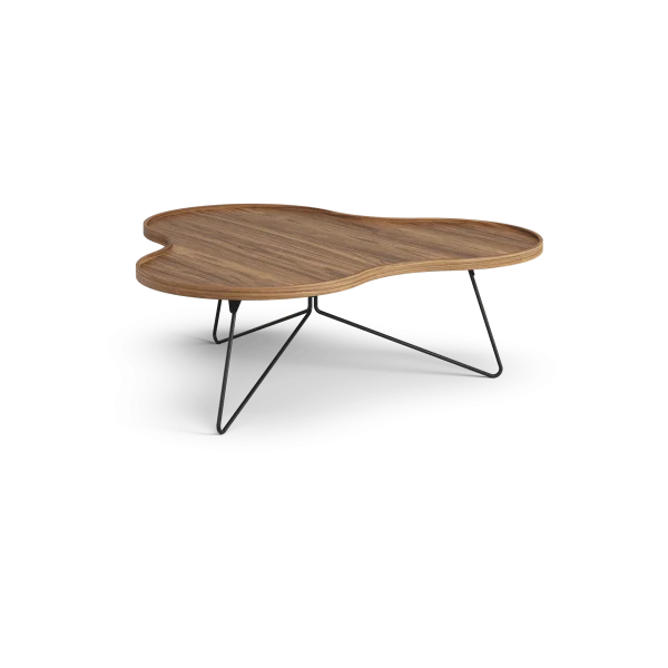 Swedese Flower mono table Special Edition 107x114 cm H39 cm-lacquered walnut-black lacquered steel