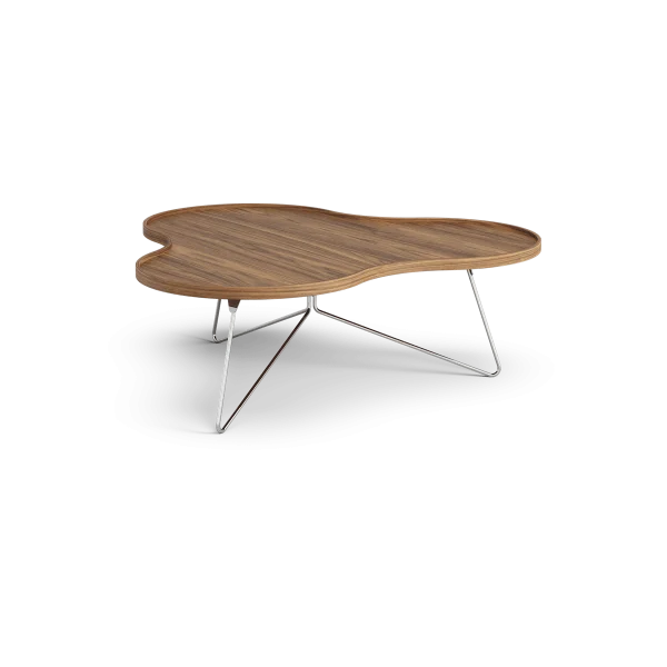 Swedese Flower mono table Special Edition 107x114 cm H39 cm-lacquered walnut-chromed steel