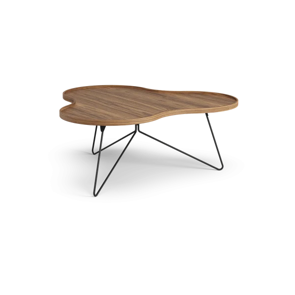 Swedese Flower mono table Special Edition 107x114 cm H45 cm-lacquered walnut-black lacquered steel