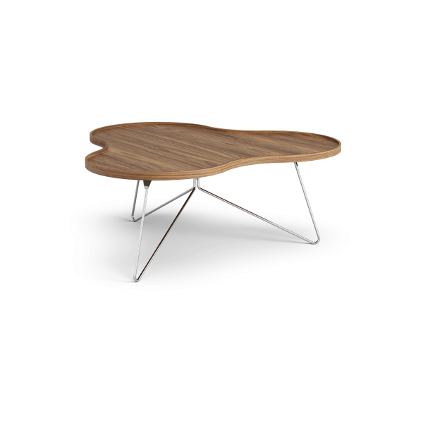 Swedese Flower mono table Special Edition 107x114 cm H45 cm-lacquered walnut-chromed steel