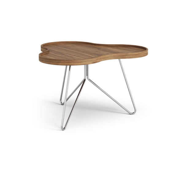 Swedese Flower mono table Special Edition 62x66 cm H39 cm-lacquered walnut-chromed steel