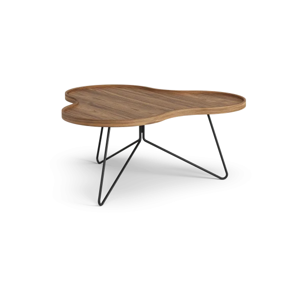Swedese Flower mono table Special Edition 84x90 cm H39 cm-lacquered walnut-black lacquered steel
