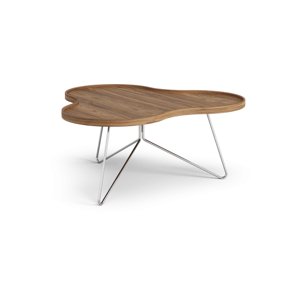 Swedese Flower mono table Special Edition 84x90 cm H39 cm-lacquered walnut-chromed steel