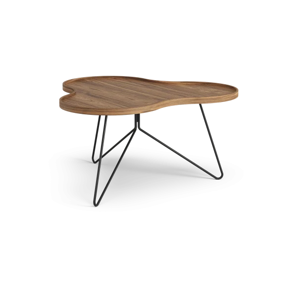 Swedese Flower mono table Special Edition 84x90 cm H45 cm-lacquered walnut-black lacquered steel