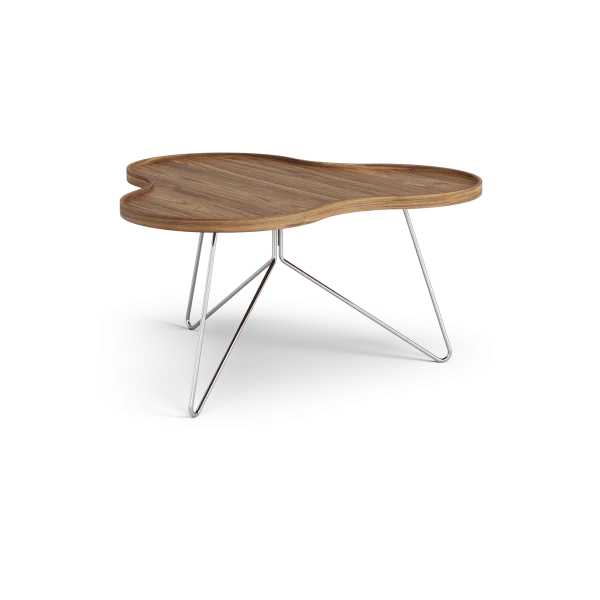 Swedese Flower mono table Special Edition 84x90 cm H45 cm-lacquered walnut-chromed steel