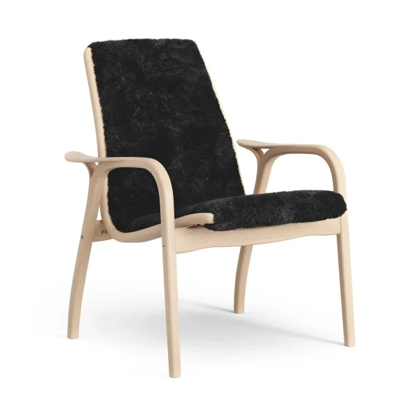 Swedese Laminett armchair Sheepskin black-lacquered beech