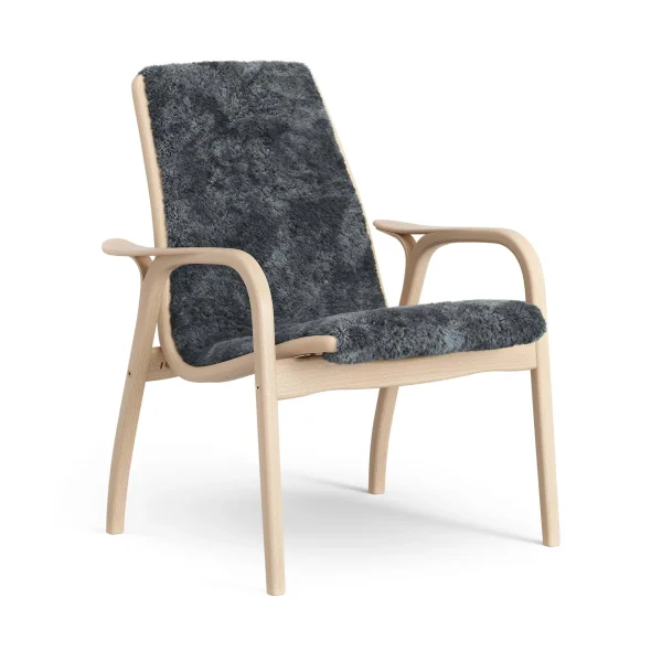 Swedese Laminett armchair Sheepskin Charcoal-lacquered beech