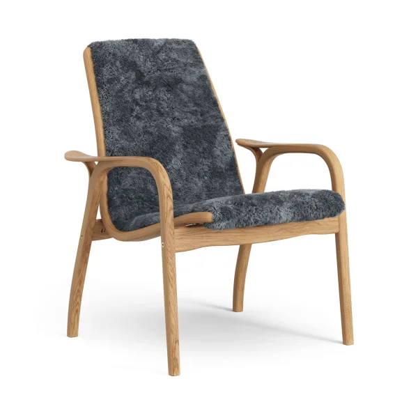 Swedese Laminett armchair Sheepskin Charcoal-oiled oak