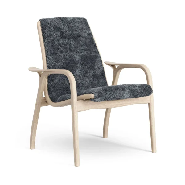Swedese Laminett armchair Sheepskin Charcoal-white pigmented oak