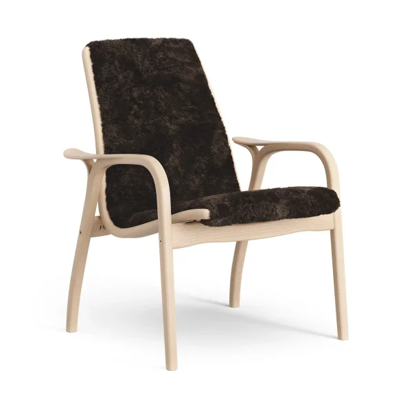 Swedese Laminett armchair Sheepskin Espresso-lacquered beech