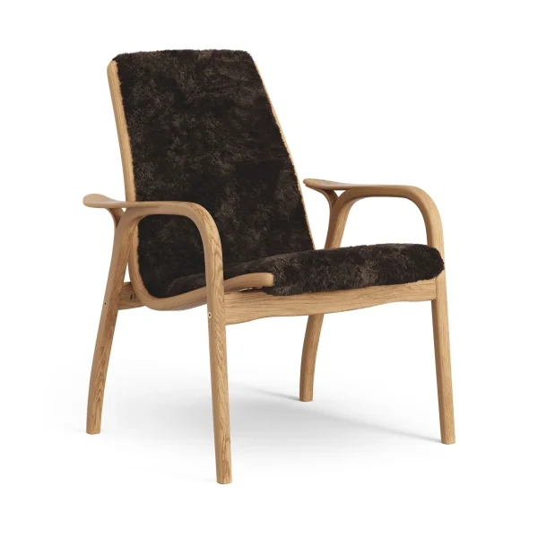 Swedese Laminett armchair Sheepskin Espresso-oiled oak