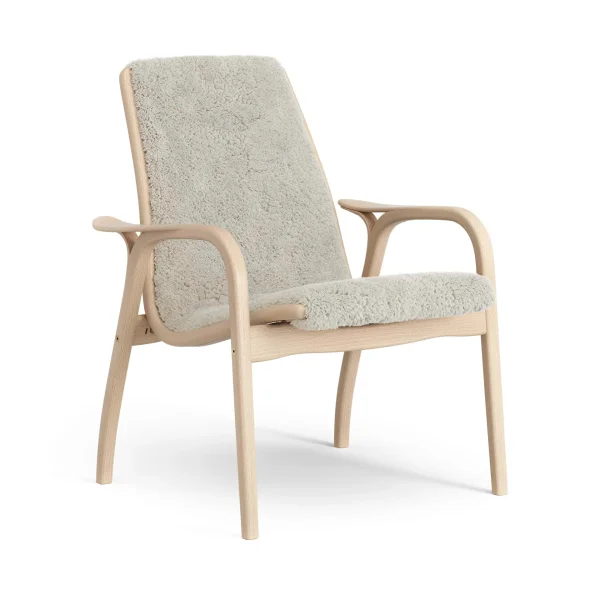 Swedese Laminett armchair Sheepskin Moonlight-lacquered beech
