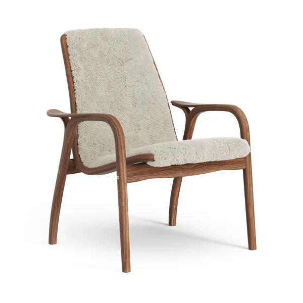 Swedese Laminett armchair Sheepskin Moonlight-lacquered walnut