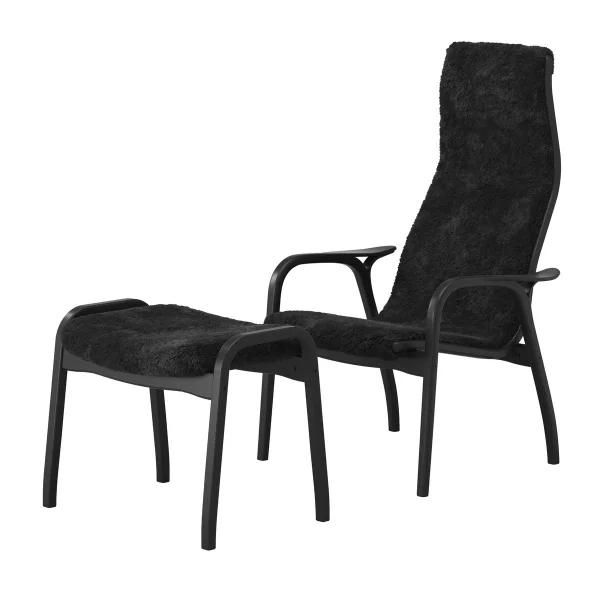 Swedese Lamino armchair and footstool Black Edition Black