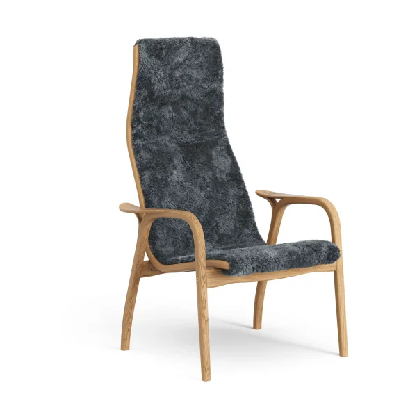 Swedese Lamino armchair Sheepskin Charcoal-oiled oak