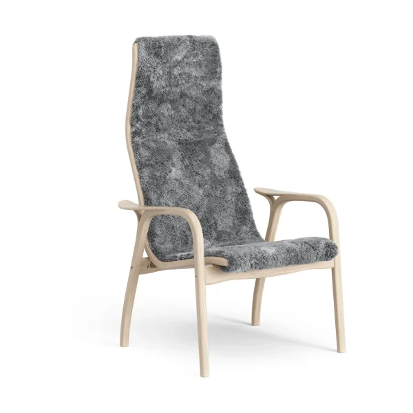 Swedese Lamino armchair Sheepskin Scandinavian grey-white pigmented oak