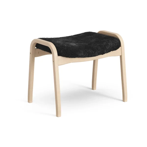 Swedese Lamino footstool Sheepskin black-lacquered beech