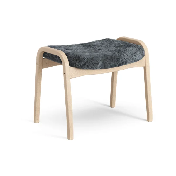 Swedese Lamino footstool Sheepskin Charcoal-lacquered beech