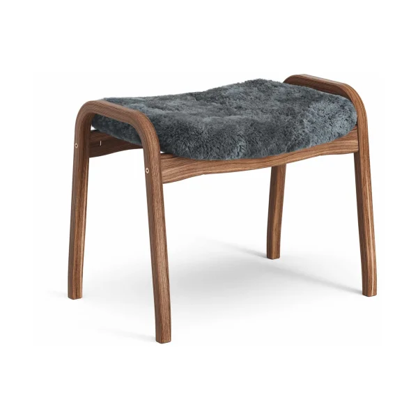 Swedese Lamino footstool Sheepskin Charcoal-lacquered walnut