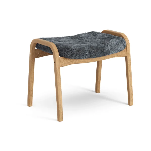 Swedese Lamino footstool Sheepskin Charcoal-oiled oak